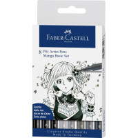 Faber-Castell pitt artist pen-manga set blister 8 toni di grigio