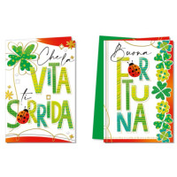 Crono conf. 12 biglietti augurali fortuna elegante