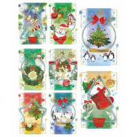 Biglietti natalizi glitterati 12x18 cm conf. 8 pezzi assortiti