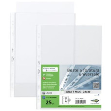 ATLA T BUSTE FORATE LISCIE A4 22X30 ALTO SPESSORE CONF. 25 BUSTE