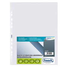 BUSTE TRASPARENTI A FORATURA UNIVERSALE FAVORIT LISCIA SUPERIOR 23X33 CM