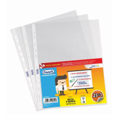 FAVORIT BUSTE FORATE OPACHE A4 22X30 LINEAR SPESSORE MEDIO 25 PZ