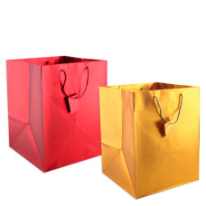 BORSA SHOPPER COLORE ROSSO E ORO FORMATO PANETTONE 26X26X35 CM - CONF. 10 SACCHETTI