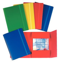 C44 cartella a con alette in presspan con elastico a fettuccia f.to 25x35 cm conf. 10 cartelle rosso