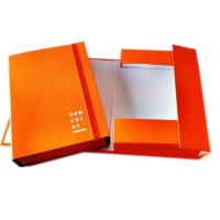 Cartella tre lembi con elastico Brefiocart 25x35 cm dorso 7 cm arancio