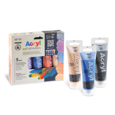 COLORE A TEMPERA ACRILICA IN TUBETTO 75 ML 5 COLORI METAL
