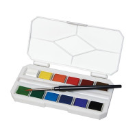 Dom arte milano acquerelli scatola tascabile 12 mezzi godet e 1 pennello