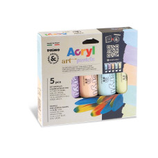 COLORE A TEMPERA ACRILICA IN TUBETTO 75 ML 5 COLORI ASSORTITI PASTELLO