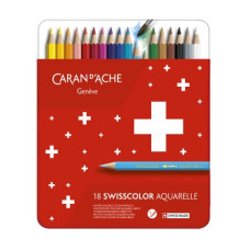 CARAN D'ACHE SWISSCOLOR MATITE ACQUARELLABILI SCATOLA IN METALLO CF.18 COLORI