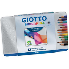GIOTTO SUPERMINA 12 MATOITE COLORATE SCATOLA IN METALLO