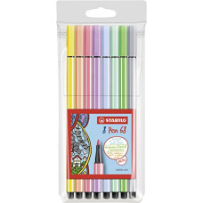 PEN 68 PENNA IN FIBRA ASTUCCIO 8 COLORI PASTELLO