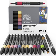PENNARELLI DOPPIA PUNTA WINSOR NEWTON 12 COLORI ASSORTITI MANGA STEAMPUNK