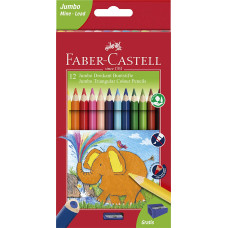 FABER-CASTELL 12 MATITE COLORATE JUMBO TEMPERINO LEGNO CERT.FSC