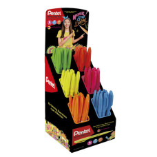 ESPOSITORE 60 PENNARELLI PUNTA IN FIBRA PENTEL BRUSH SIGN PEN FLUO COLORI ASSORTITI