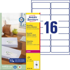 ETICHETTE IN CARTA RICICLATA BIANCA PER BUSTE E PACCHI AVERY 99,1X33,9 MM -16 ET/FOGLIO - LASER CF. 100 FF LR7162-100
