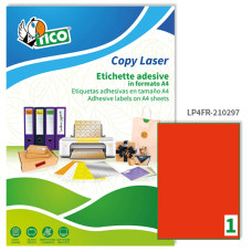 ETICHETTE PER STAMPANTI 210X297 ROSSO FLUORESCENTE