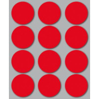 ETICHETTE ADESIVE ROSSO DIAMETRO 34MM CF.10 BUSTE DA 10 FF.