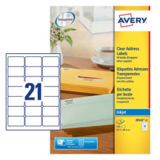 ETICHETTE POLIESTERE TRASPARENTI OPACHE AVERY 63,5X38,1 MM