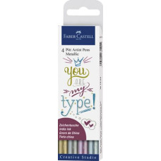 FABER-CASTELL PITT ARTIST PEN HAND LETTERING METALLIC 4PZ.