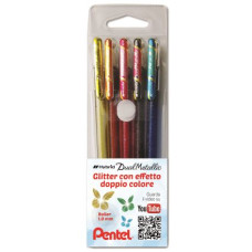 PENTEL HYBRID DUAL METALLIC K110 ASTUCCIO DA 5 COLORI ASSORTITI