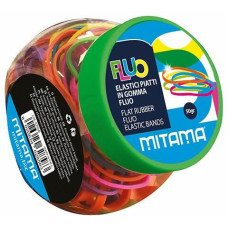 MITAMA ELASTICI IN BARATTOLO COLORE E FORMATI ASSORTITI CONF. 200 PZ FLUO