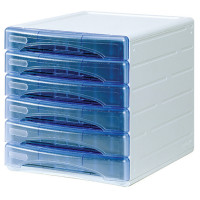 Arda cassettiera 6 cassetti blu trasparente