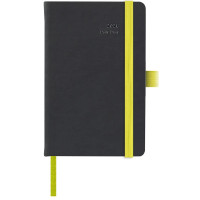 Agenda giornaliera maiori black color 9x14 cm con elastico giallo fluo