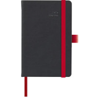 Agenda giornaliera maiori black color 9×14 cm con elastico rosso