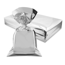 BUSTE REGALO IN PPL ARGENTO LUCIDO 35X50 CM SENZA PATELLA ADESIVA CONF. 50 BUSTE