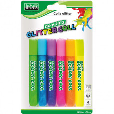 LEBEZ COLLA GLITTER COL.FLUO BLISTER 6 TUBETTI 10,5ML.