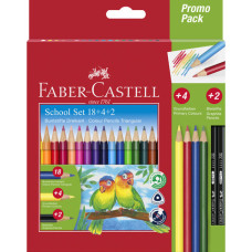 FABER-CASTELL 18 MATITE COLORATE TRIANGOLARI  4 MATITE COLORATE 2 MATITE GRAFITE