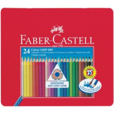FABER CASTELL COLOUR GRIP CF. 24 MATITE COLORATE ACQUARELLABILI SCATOLA IN METALLO