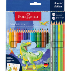 FABER CASTELL COLOUR GRIP DINOSAURUS 18 6 MATITE COLORATE