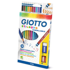 GIOTTO STILNOVO PASTELLI CON GOMMA E TEMPERINO 10 COLORI 