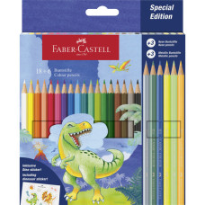 MATITE COLORATE FABER-CASTELL FUSTO ESAGONALE IN CONF. DA 18 CLASSIC DINOSAURO E 6 METALLIC