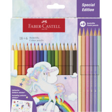 MATITE COLORATE FABER-CASTELL FUSTO ESAGONALE IN CONF. DA 18 CLASSIC UNICORNO E 6 PASTEL