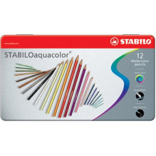 STABILO AQUACOLOR MATITA SCATOLA IN METALLO 12 COLORI
