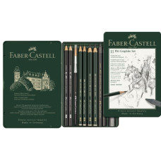 FABER CASTELL SET METALLO PITT MONOCHROME GRAPHITE 11 PEZZI