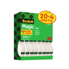 NASTRO ADESIVO SCOTCH® MAGIC™ 810 19 MM X 33 M TRASPARENTE OPACO 20 ROTOLI   4 GRATIS