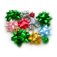FIOCCHI PER PACCHI REGALO MINI DIAM.3CM BARATTOLO 100 COCCARDE COL.ASS.