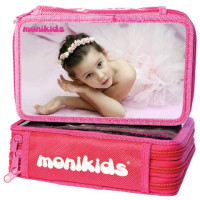 Astuccio scuola 3 zip completo monikids 3 zip bambina