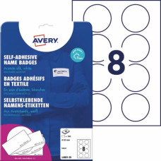 BADGE ADESIVI PER TESSUTI ROTONDI AVERY Ø 65 MM - 8 ET/FOGLIO STAMPANTI LASER CONF. 20 FOGLI