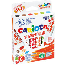 CARIOCA PENNARELLI STEMPERELLO DOPPIA PUNTA CON STAMPINI - CONFEZIONE 6 COLORI