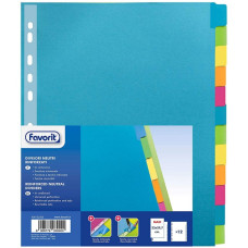DIVISORI COLORATI RINFORZATI IN CARTONCINO DA 12 COLORI