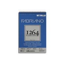FABRIANO 1264 BLACK – BLOCCO DA DISEGNO A4, CARTA NERA RUVIDA, 200 G/M², 40 FOGLI