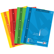RAMBLOC BLOCCO SPIRALATO A4 80FG CONF.4 PEZZI COLORI ASSORTITI QUADRETTO Q