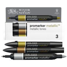 PROMARKER PENNARELLO PANTONE DOPPIA PUNTA  CONF. 3 PZ COLORI METALLICI