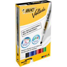 BIC VELLEDA PENNARELLO PER LAVAGNE PUNTA SCALPELLO CONFEZIONE 4 COLORI