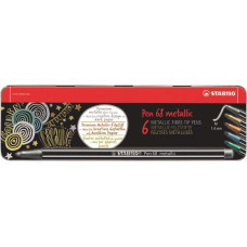 STABILO PEN 68 METALLIC PENNA IN FIBRA SCATOLA IN METALLO 6 COLORI METALLICI