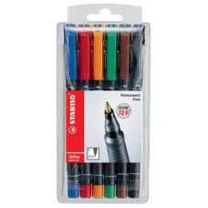 STABILO OHPEN PENNARELLO INDELEBILE PUNTA FINE ASTUCCIO 6 COLORI